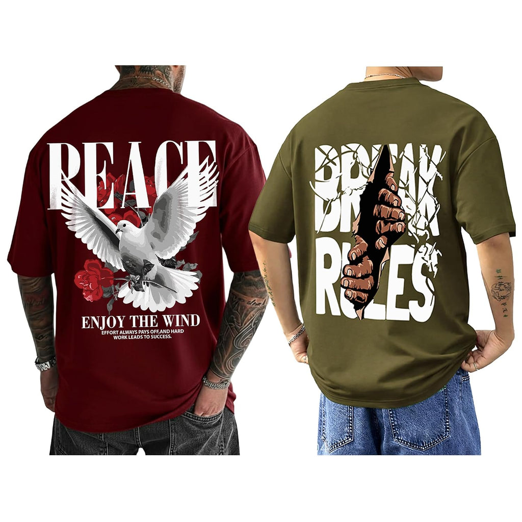 AUSK Baggy Hip-Hop T-Shirt for Men - Graphic Printed T Shirts || Oversized Men Tshirt || T-Shirts