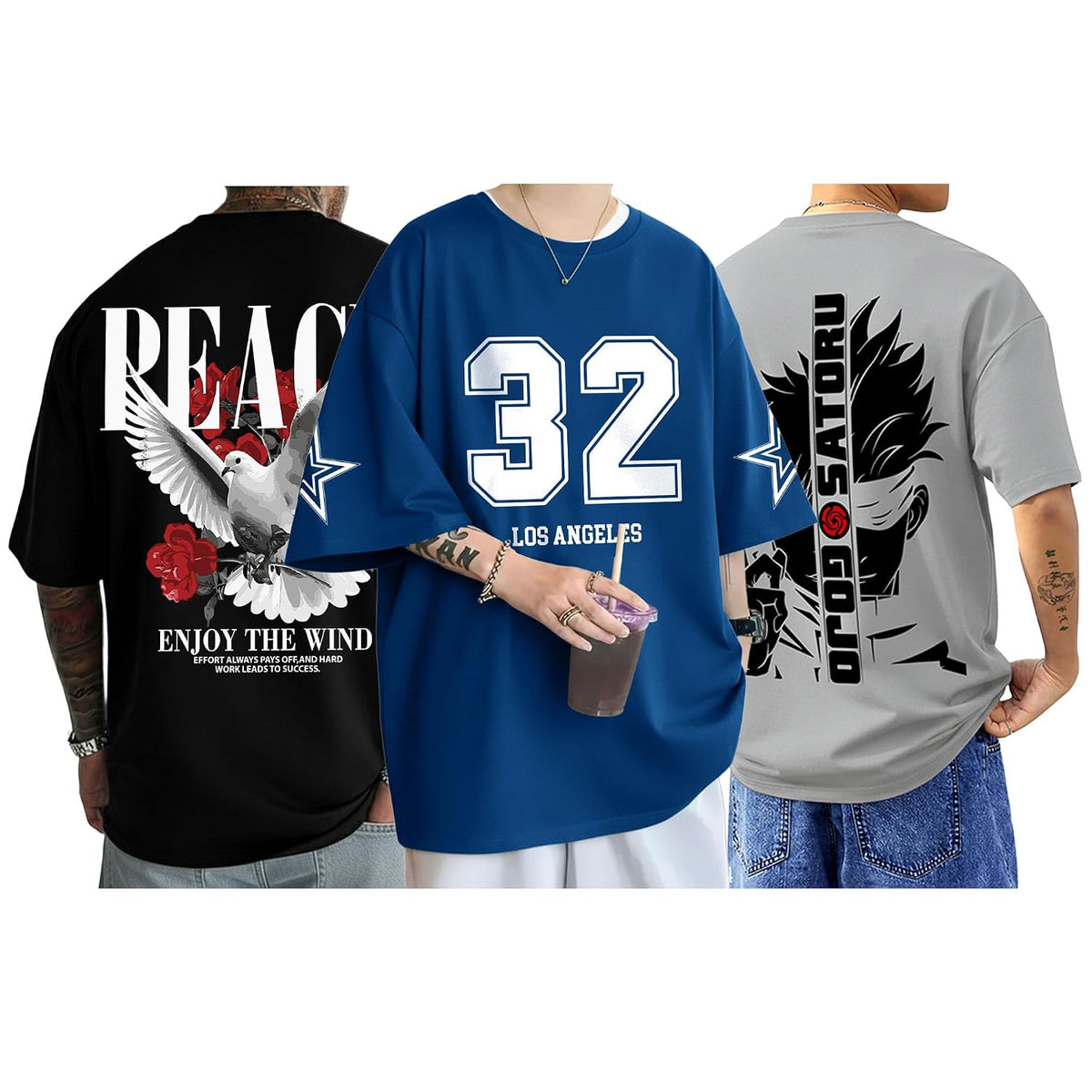 AUSK Baggy Hip-Hop T-Shirt for Men - Graphic Printed T Shirts || Oversized Men Tshirt || T-Shirts