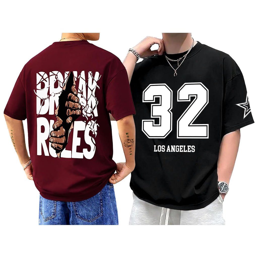 AUSK Baggy Hip-Hop T-Shirt for Men - Graphic Printed T Shirts || Oversized Men Tshirt || T-Shirts