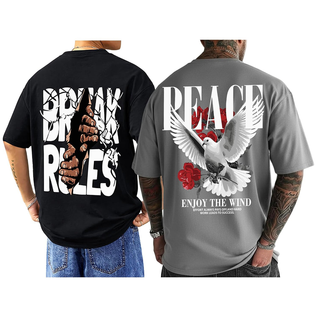 AUSK Baggy Hip-Hop T-Shirt for Men - Graphic Printed T Shirts || Oversized Men Tshirt || T-Shirts