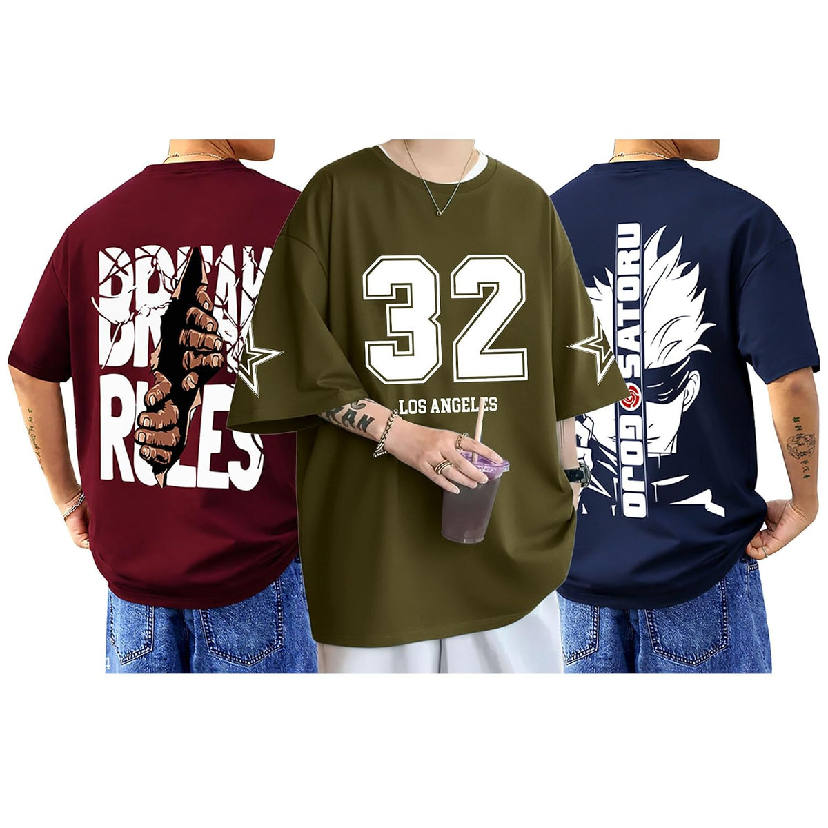 AUSK Baggy Hip-Hop T-Shirt for Men - Graphic Printed T Shirts || Oversized Men Tshirt || T-Shirts