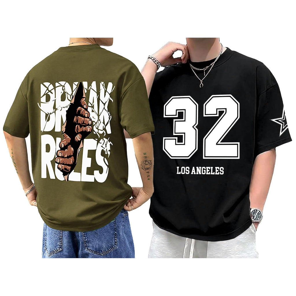 AUSK Baggy Hip-Hop T-Shirt for Men - Graphic Printed T Shirts || Oversized Men Tshirt || T-Shirts