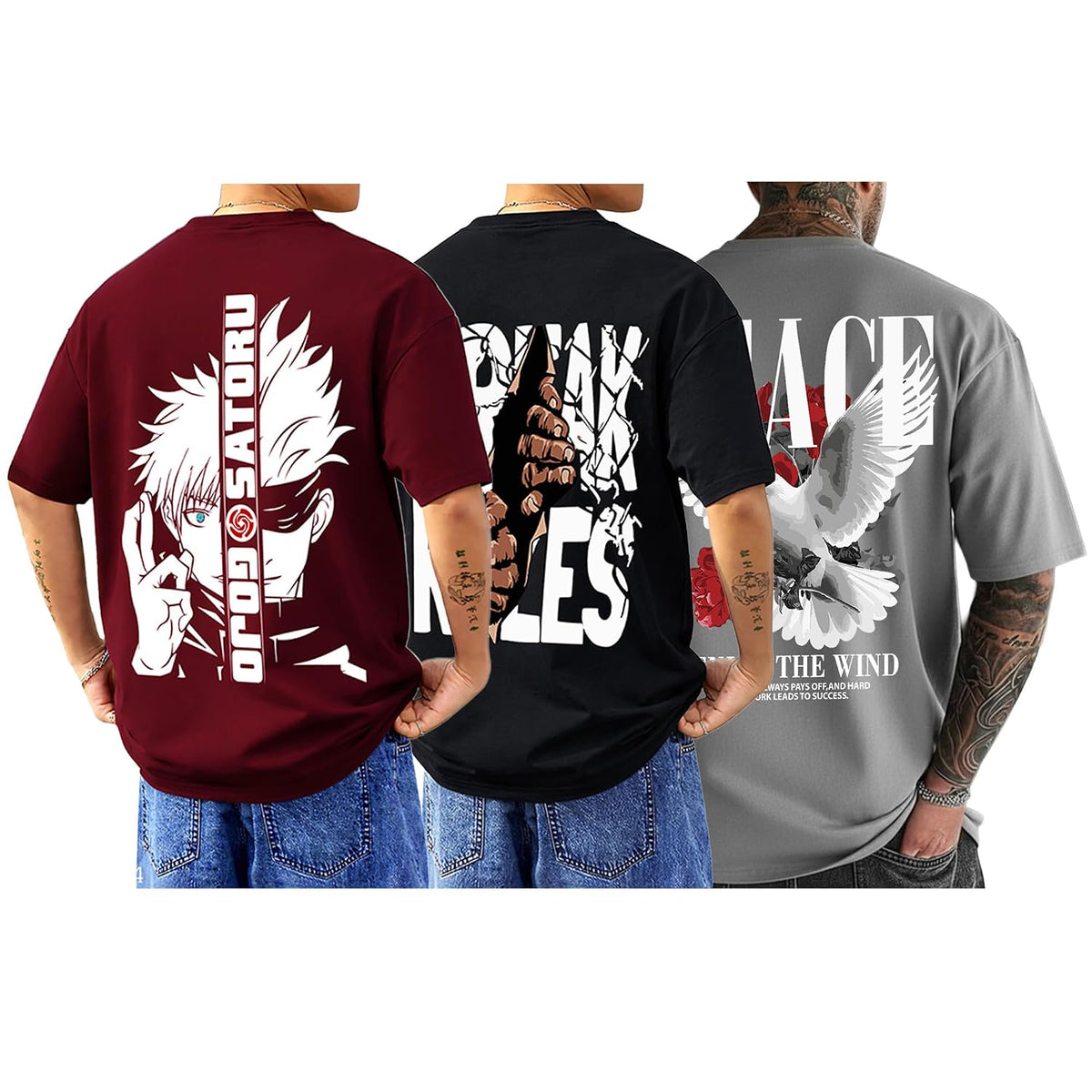 AUSK Baggy Hip-Hop T-Shirt for Men - Graphic Printed T Shirts || Oversized Men Tshirt || T-Shirts